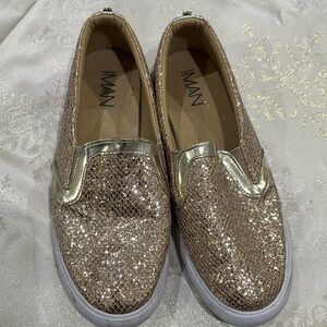 IMAN GOLD METALIC SLIP ON